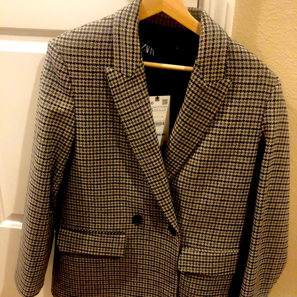 NWT Zara Plaid Blazer size XS